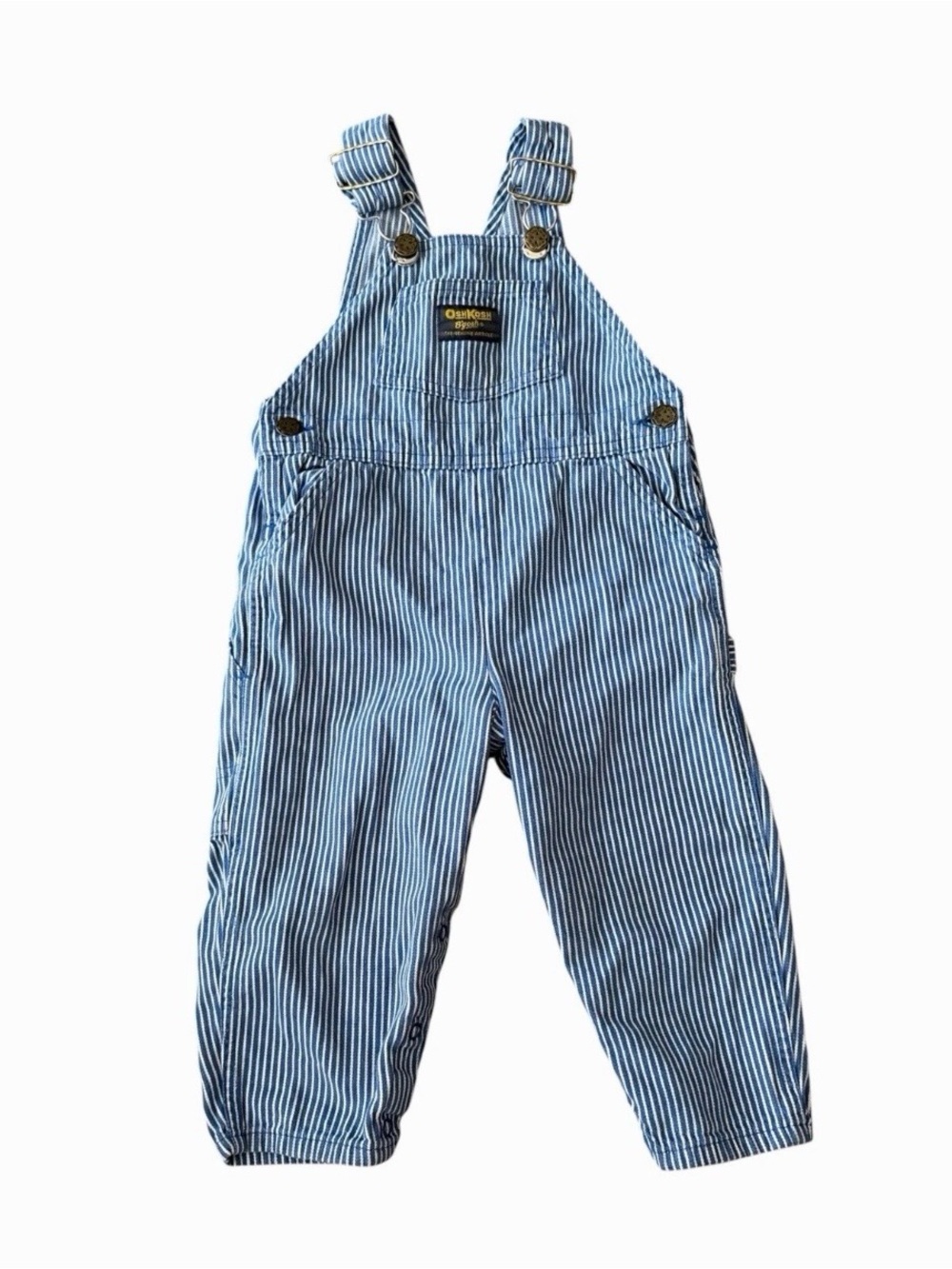 Vintage Oshkosh B'Gosh Overalls Size 2T Vestbak Railroad Striped Baby